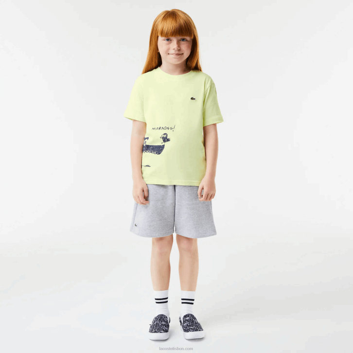 crianças Lacoste amarelo 6gd camiseta de algodão com estampa de crocodilo 08D03161