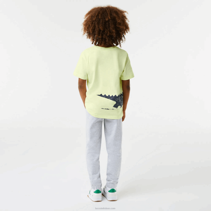 crianças Lacoste amarelo 6gd camiseta de algodão com estampa de crocodilo 08D03161