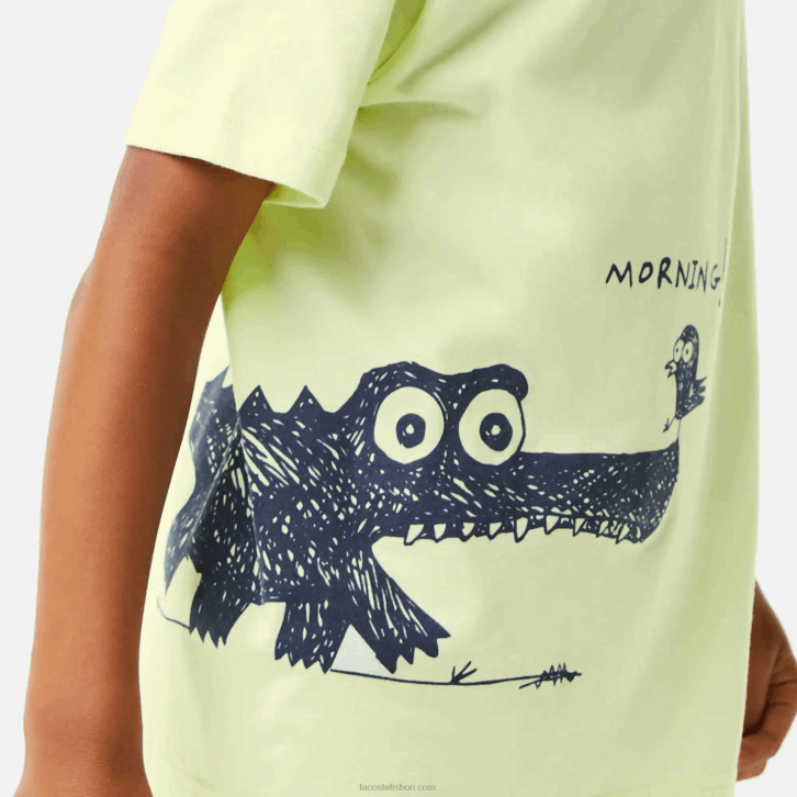 crianças Lacoste amarelo 6gd camiseta de algodão com estampa de crocodilo 08D03161