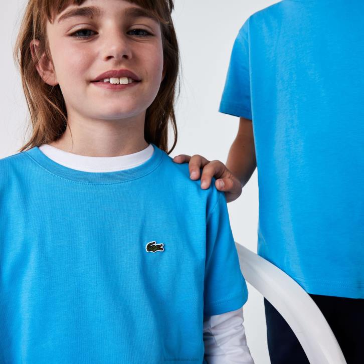 crianças Lacoste azul 4x camiseta de jérsei de algodão gola redonda 08D03166