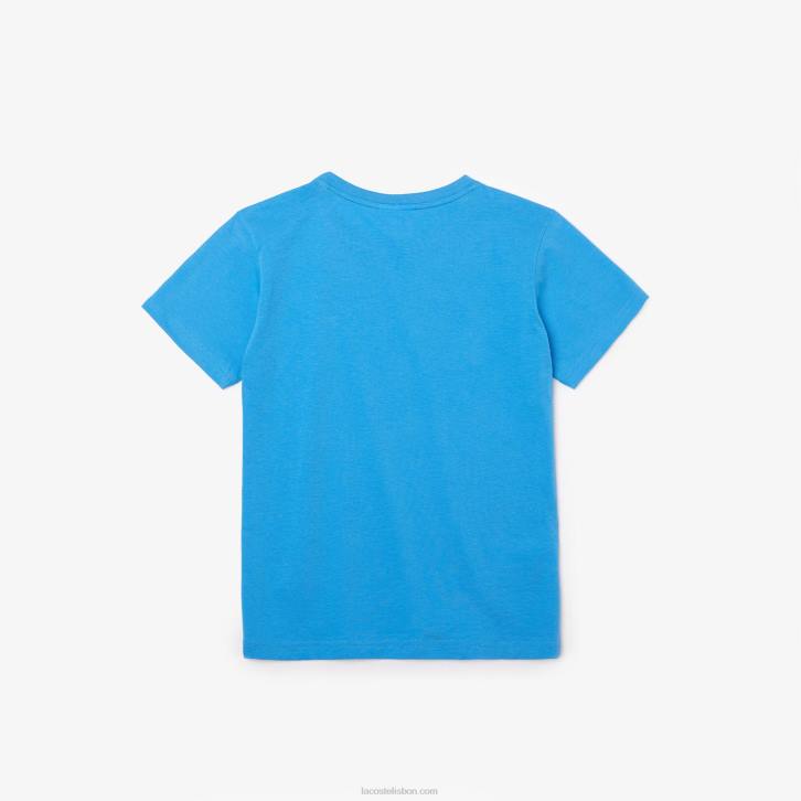 crianças Lacoste azul 4x camiseta de jérsei de algodão gola redonda 08D03166