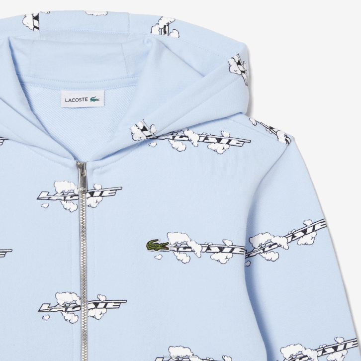 crianças Lacoste azul claro t01 moletom com zíper de algodão orgânico 08D03063