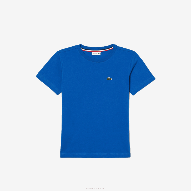 crianças Lacoste azul kxb camiseta de jérsei de algodão gola redonda 08D02995