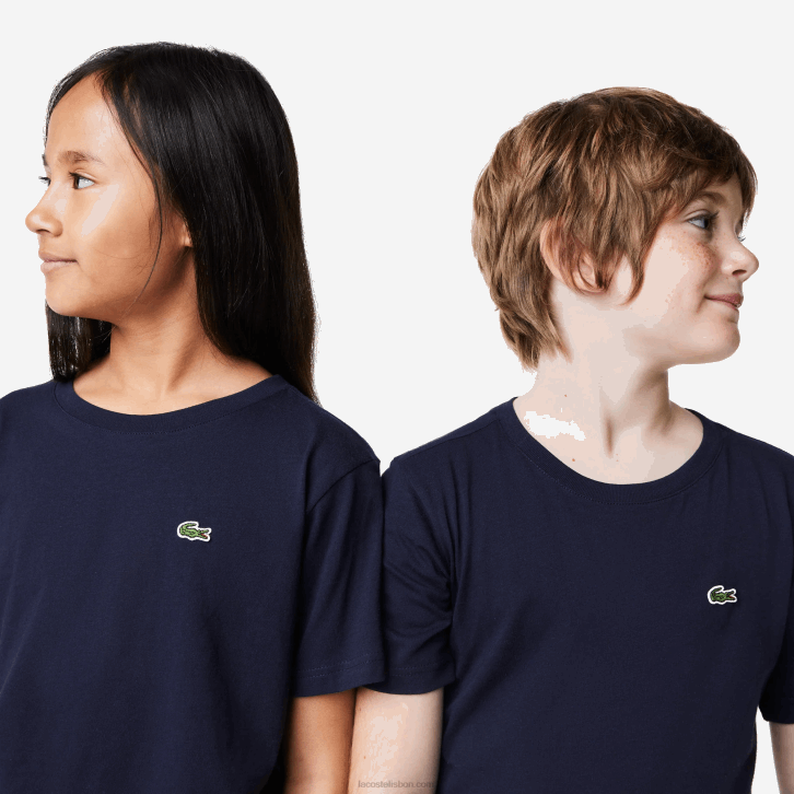 crianças Lacoste azul marinho 166 camiseta de jérsei de algodão gola redonda 08D02998