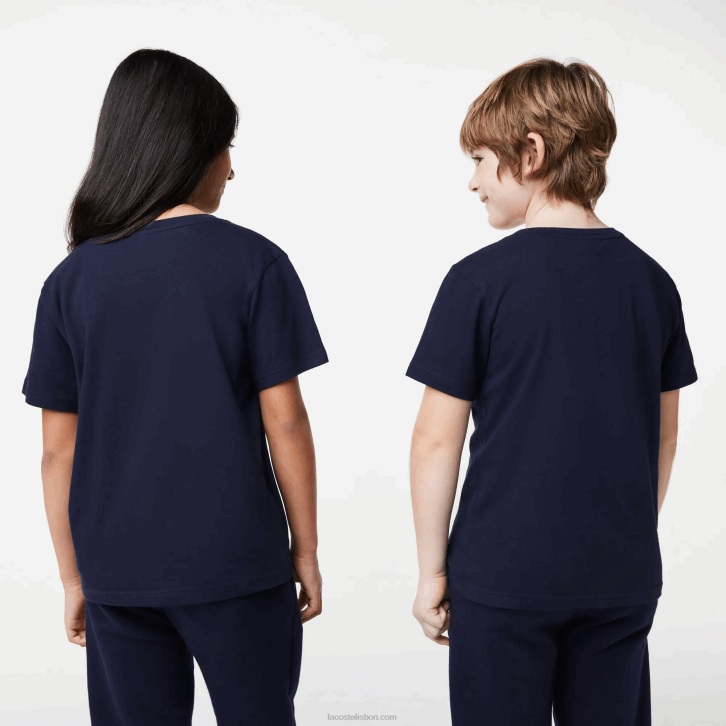 crianças Lacoste azul marinho 166 camiseta de jérsei de algodão gola redonda 08D02998