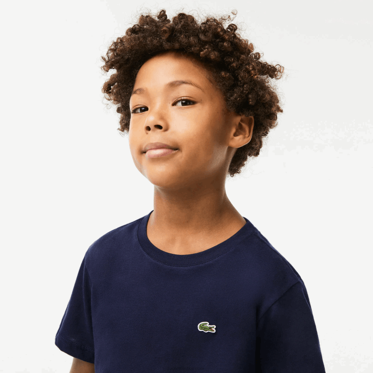 crianças Lacoste azul marinho 166 camiseta de jérsei de algodão gola redonda 08D02998