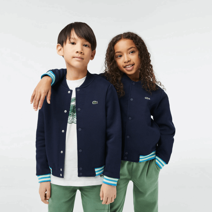 crianças Lacoste azul marinho 166 moletom de lã abotoado 08D03044