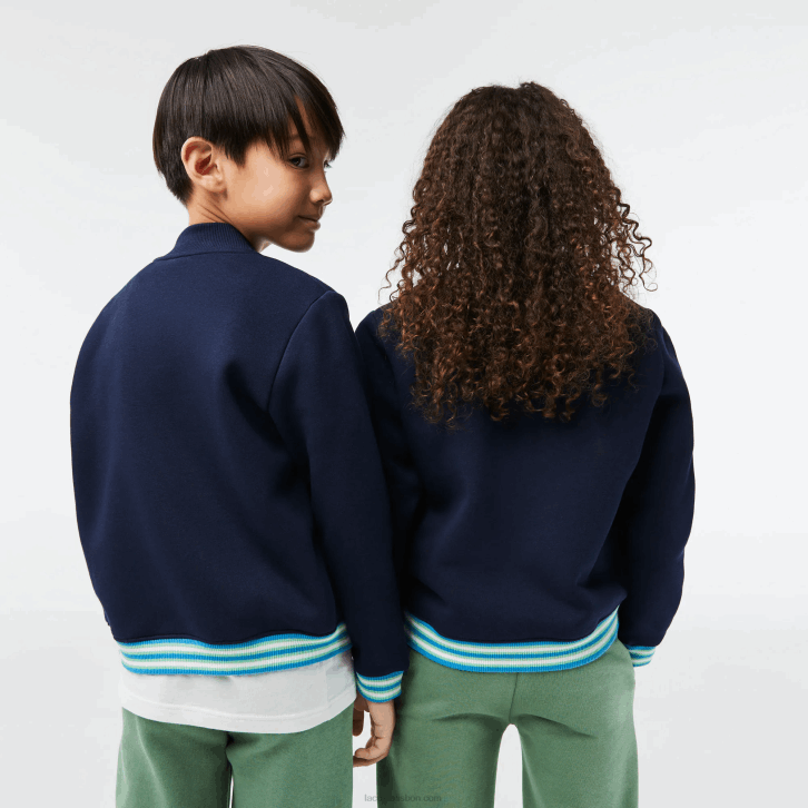 crianças Lacoste azul marinho 166 moletom de lã abotoado 08D03044