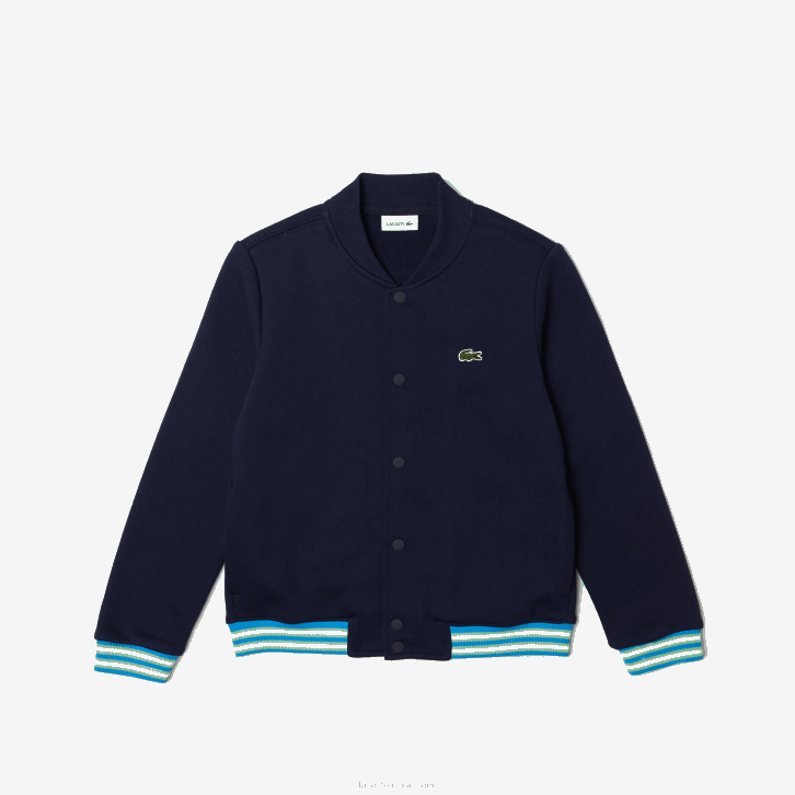 crianças Lacoste azul marinho 166 moletom de lã abotoado 08D03044