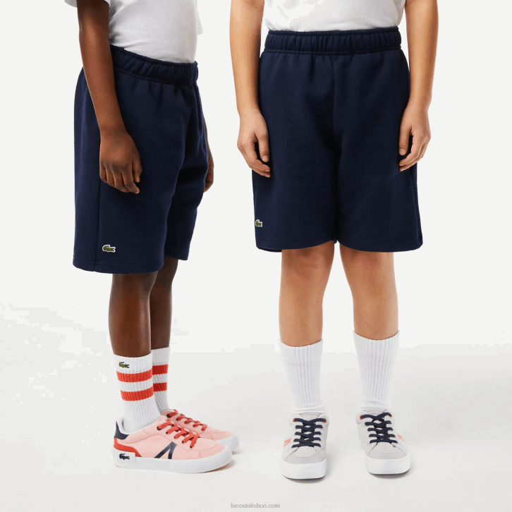 crianças Lacoste azul marinho 166 shorts de lã de algodão escovado orgânico 08D03100