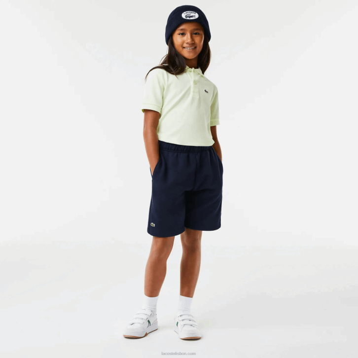 crianças Lacoste azul marinho 166 shorts de lã de algodão escovado orgânico 08D03100