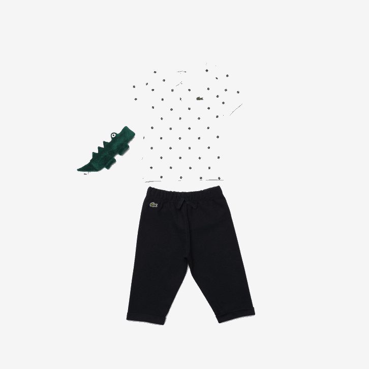 crianças Lacoste azul marinho branco 525 conjunto de caixa de pijama de brinquedo e algodão orgânico 08D02984