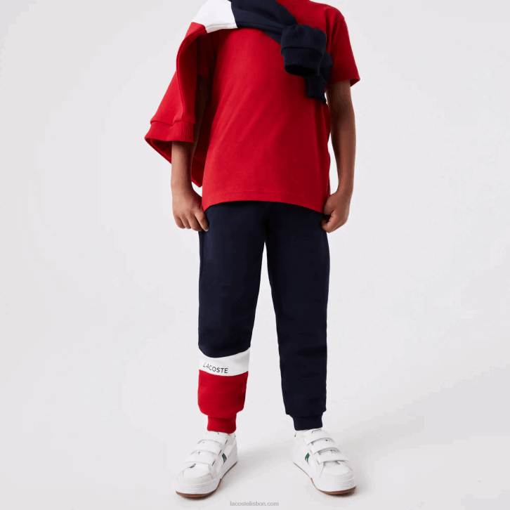 crianças Lacoste azul marinho branco vermelho lei calça de marca 08D03215
