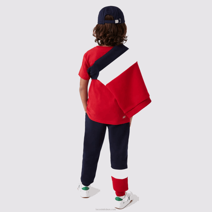 crianças Lacoste azul marinho branco vermelho lei calça de marca 08D03215