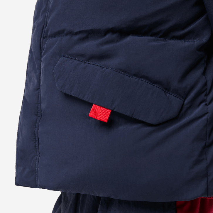 crianças Lacoste azul marinho vermelho 7pe jaqueta de tafetá com capuz bordado de crocodilo 08D03221