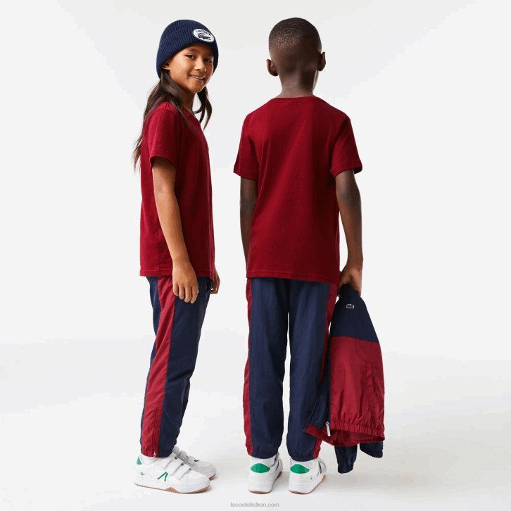 crianças Lacoste bordeaux ypw camiseta de jérsei de algodão gola redonda 08D03165