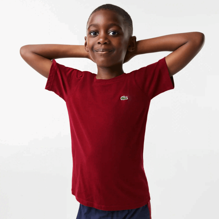crianças Lacoste bordeaux ypw camiseta de jérsei de algodão gola redonda 08D03165