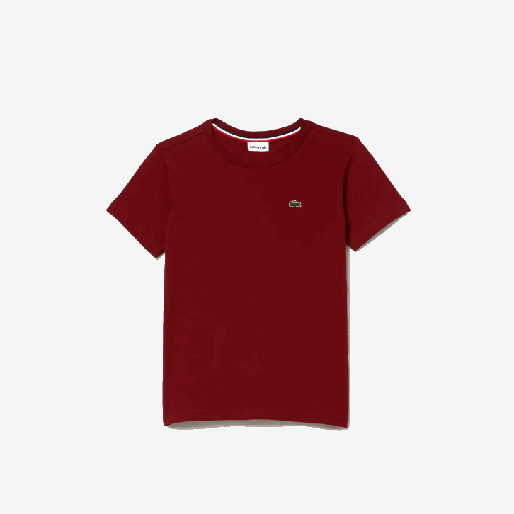crianças Lacoste bordeaux ypw camiseta de jérsei de algodão gola redonda 08D03165
