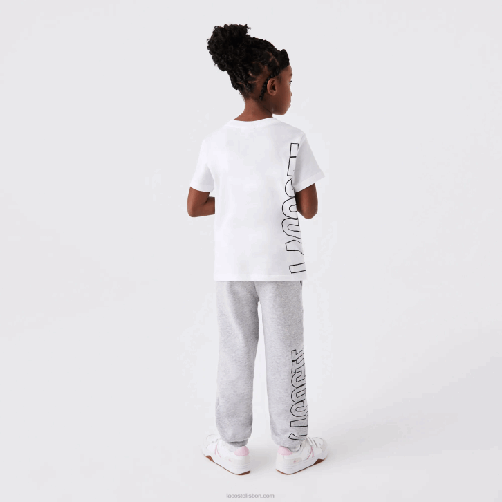 crianças Lacoste branco 001 camiseta de jérsei de algodão com logo oversized 08D03158
