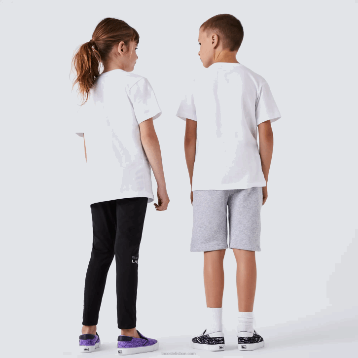 crianças Lacoste branco 001 camiseta de jérsei de algodão gola redonda 08D02996