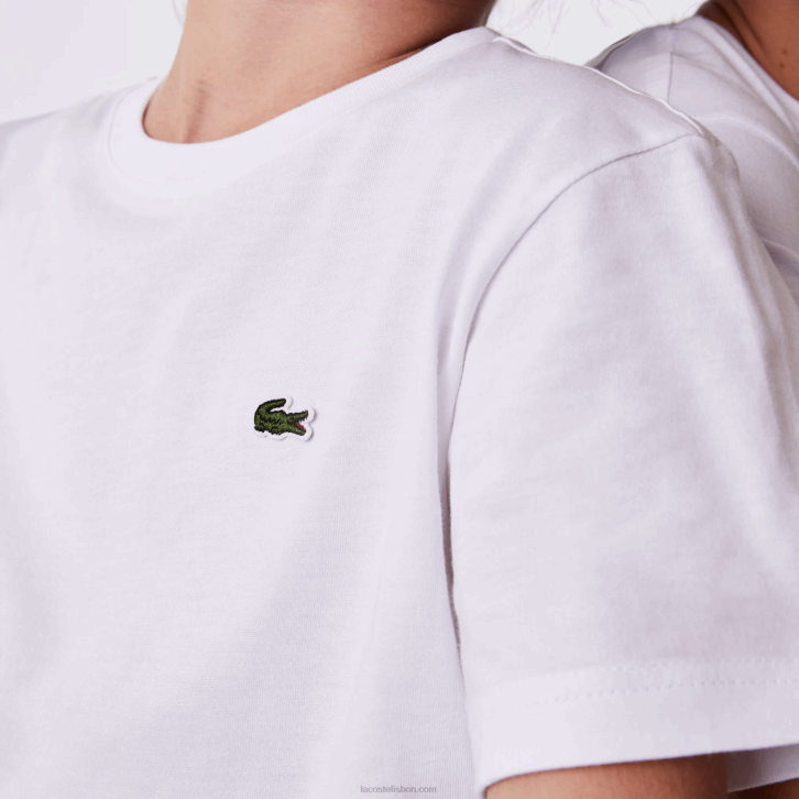 crianças Lacoste branco 001 camiseta de jérsei de algodão gola redonda 08D02996