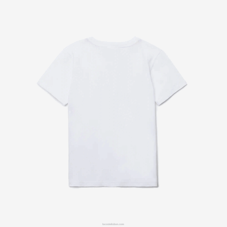 crianças Lacoste branco 001 camiseta de jérsei de algodão gola redonda 08D02996