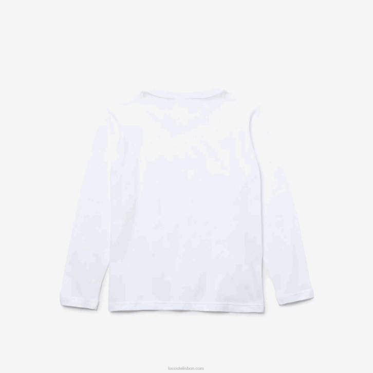 crianças Lacoste branco 001 camiseta de jérsei de gola redonda 08D03140