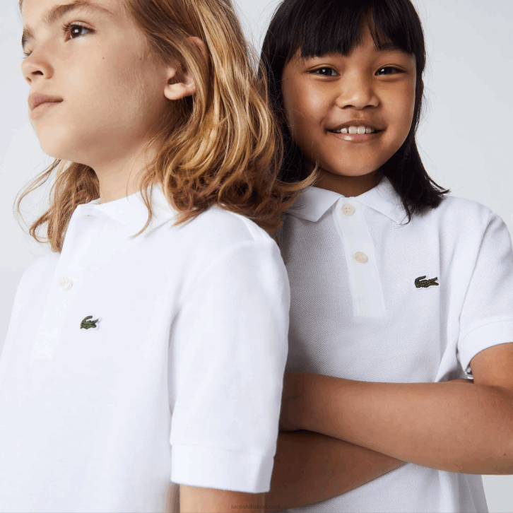 crianças Lacoste branco 001 polo regular fit petit piquet 08D03000
