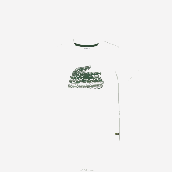 crianças Lacoste branco 70v camiseta de algodão orgânico com estampa contrastante 08D03006