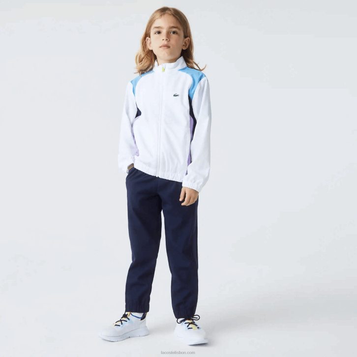 crianças Lacoste branco azul marinho roxo 6hu agasalho esportivo color block para tênis 08D03185