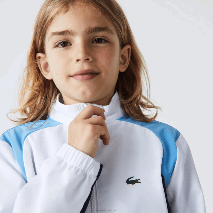 crianças Lacoste branco azul marinho roxo 6hu agasalho esportivo color block para tênis 08D03185