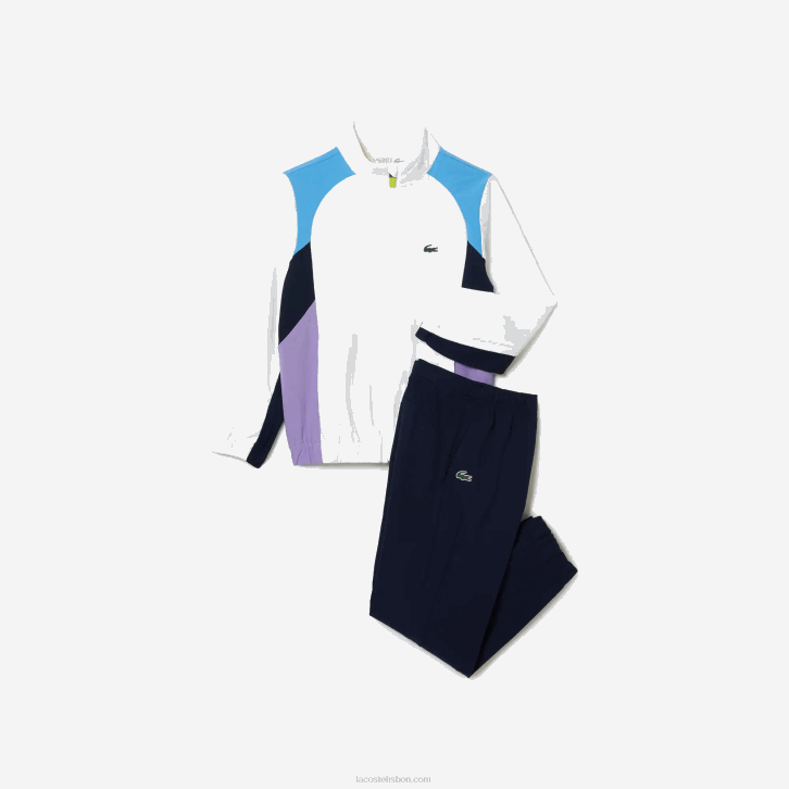 crianças Lacoste branco azul marinho roxo 6hu agasalho esportivo color block para tênis 08D03185