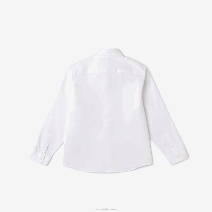 crianças Lacoste branco bege nbn camisa de bolso contraste 08D03080