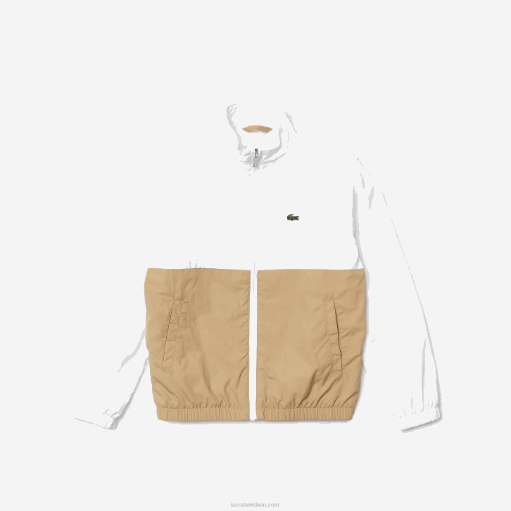 crianças Lacoste branco bege wn5 jaqueta colorblock gola alta 08D03220