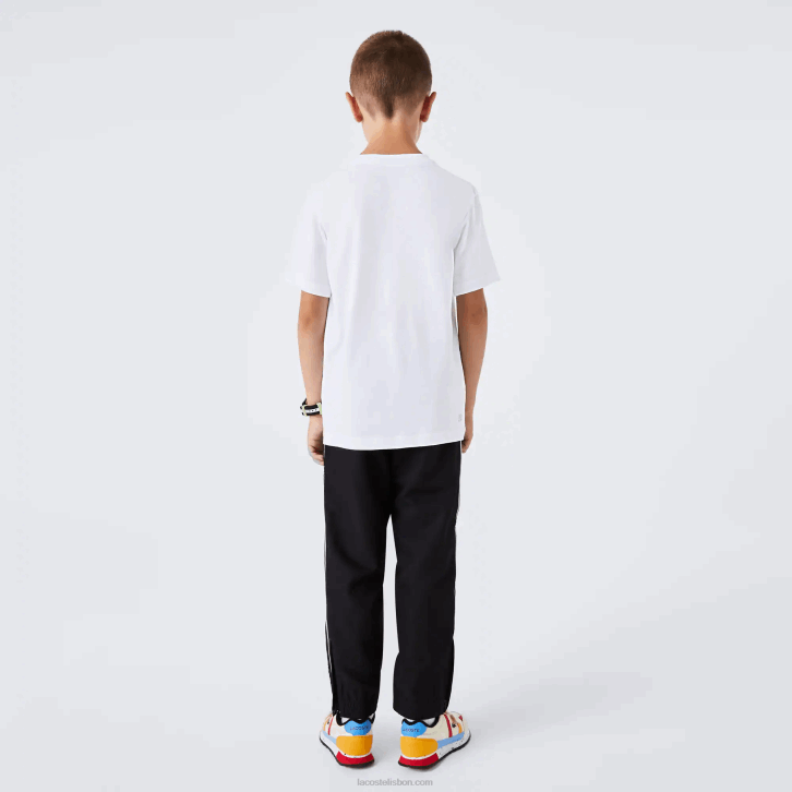 crianças Lacoste branco preto au8 t-shirt oversized croc camisa técnica de tênis esportivo 08D03019