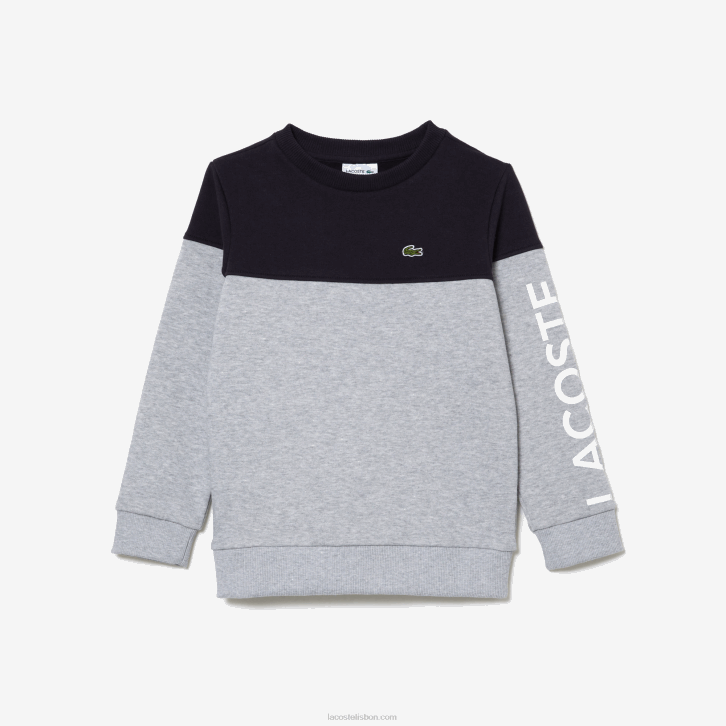 crianças Lacoste chine azul marinho e6a moletom colorblock em flanela de algodão orgânico 08D03064