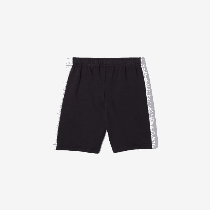 crianças Lacoste chine azul marinho e6a shorts de algodão orgânico com listras coloridas 08D03089