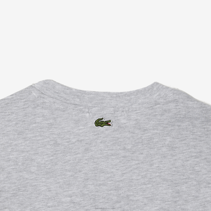 crianças Lacoste chine cinza cca camiseta de jérsei de algodão com estampa contrastante 08D03041