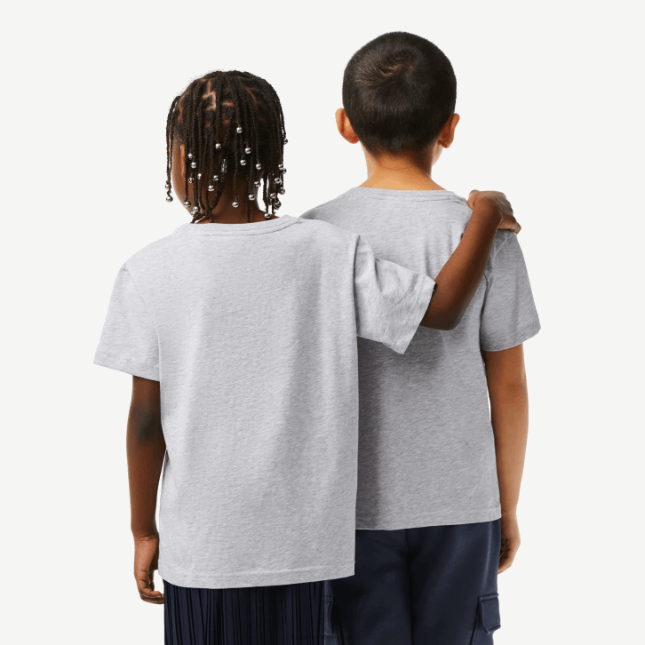 crianças Lacoste chine cinza cca camiseta de jérsei de algodão gola redonda 08D03125