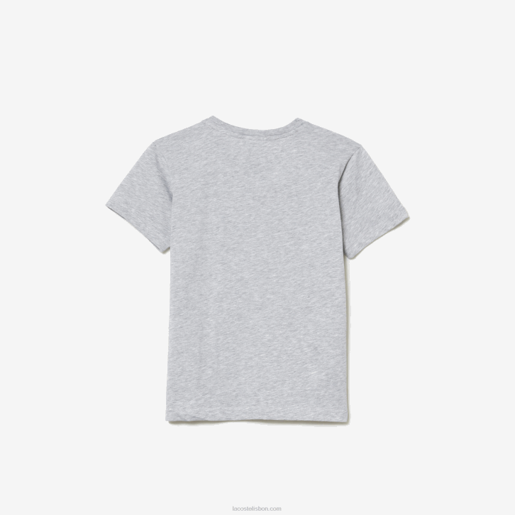 crianças Lacoste chine cinza cca camiseta de jérsei de algodão gola redonda 08D03125