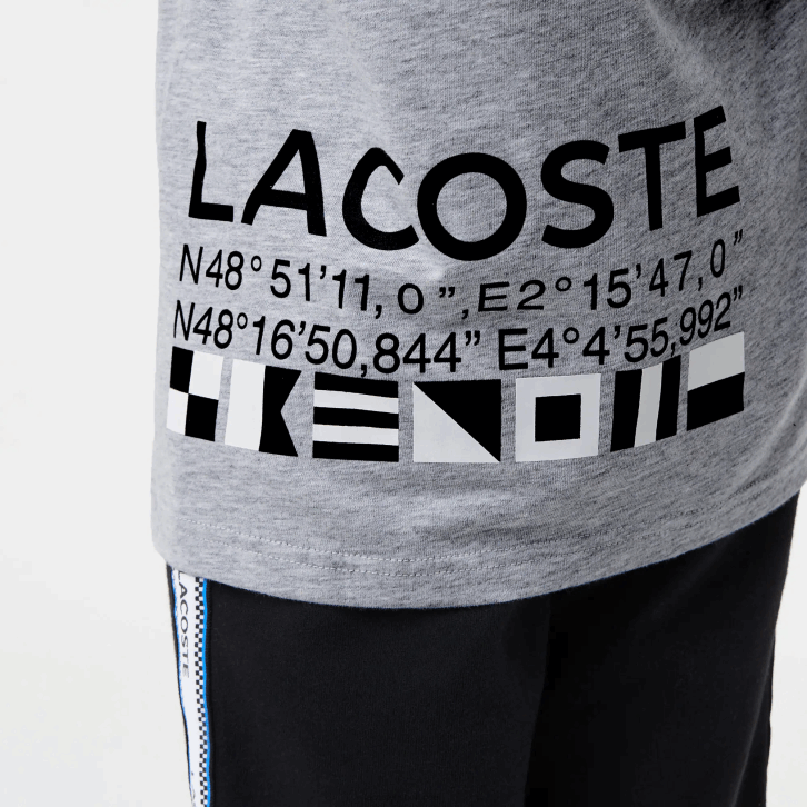 crianças Lacoste chine cinza cca camiseta oversized estilo náutico 08D03143