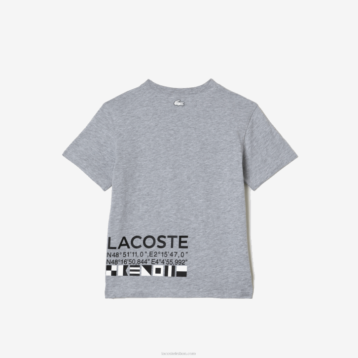 crianças Lacoste chine cinza cca camiseta oversized estilo náutico 08D03143