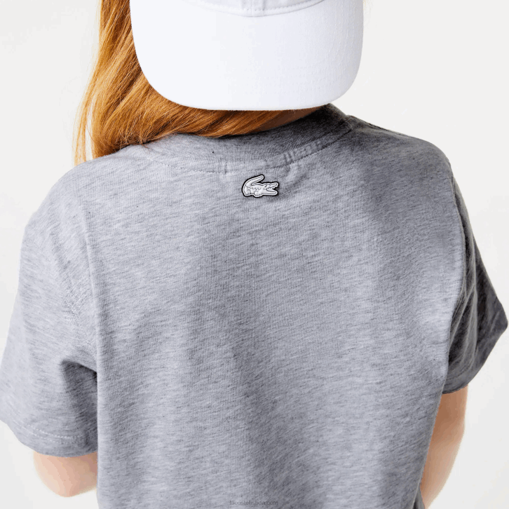 crianças Lacoste chine cinza cca camiseta oversized estilo náutico 08D03143