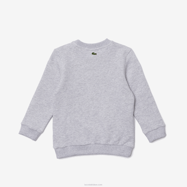 crianças Lacoste chine cinza cca moletom decote careca com estampa de crocodilo 08D03230