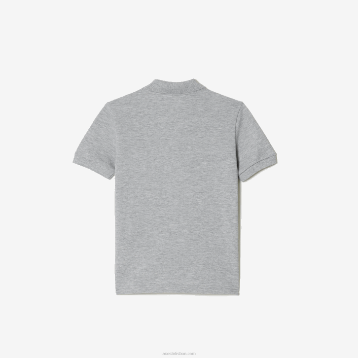 crianças Lacoste chine cinza cca polo de algodão orgânico com estampa contrastante 08D03035