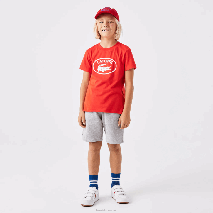 crianças Lacoste chine cinza cca shorts de lã de algodão escovado orgânico 08D03101