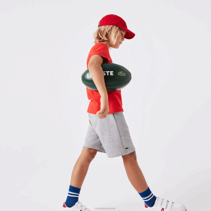 crianças Lacoste chine cinza cca shorts de lã de algodão escovado orgânico 08D03101