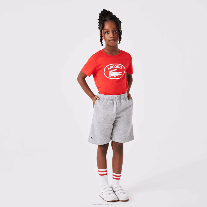 crianças Lacoste chine cinza cca shorts de lã de algodão escovado orgânico 08D03101