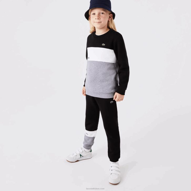 crianças Lacoste chine preto branco nu calça de marca 08D03214