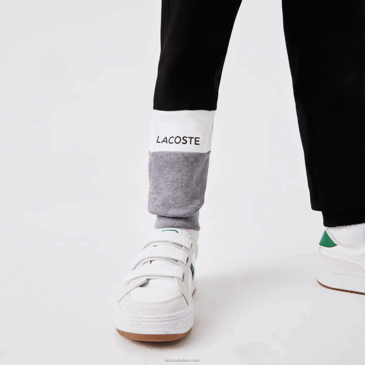 crianças Lacoste chine preto branco nu calça de marca 08D03214
